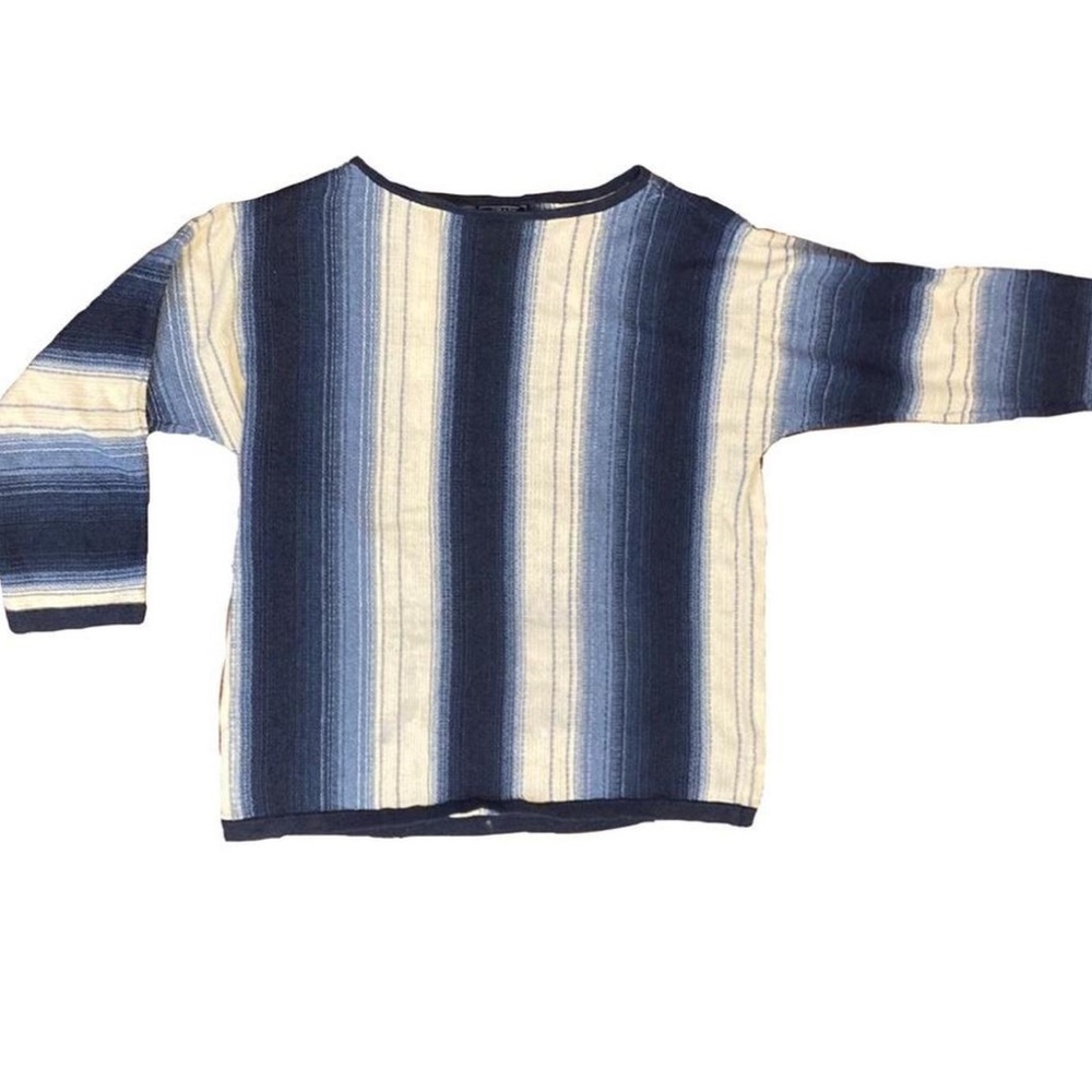 Chaps Blue and White Striped Sweater